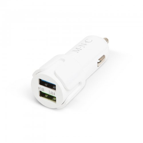 Adaptér do autozapalovača - 2 x USB - 2,4 A - biely