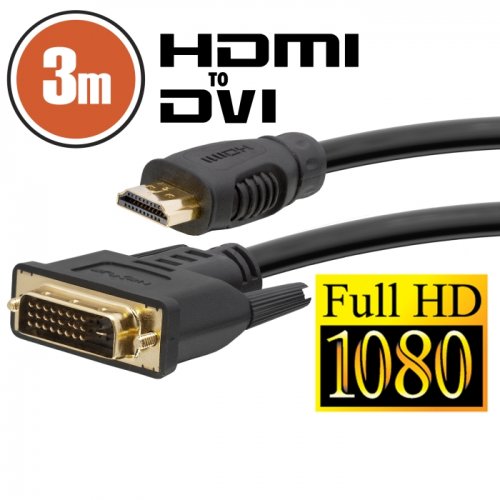 DVI-D / HDMI kábel · 3m pozlátený