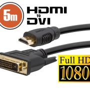 DVI-D / HDMI kábel • 5m pozlátený