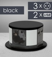 Predlžovačka skrytá - 3-itá + USB-A + Type-C - Čierna