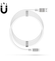 Magnetický dátový kábel - MicroUSB - 2A - biely