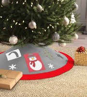 Obrus pod vianočný strom - 97 cm - polyester - červená / sivá