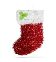 Mikulášska čižma ozdoba - červená / biela - glitrová - 32 x 20 cm