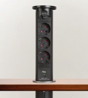 Skrytá predlžovačka so zabudovaným motorom - čierna  3 x 250V + USB-A, Type-C