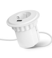 Skrytá - zabudovateľná zástrčka + USB - biela