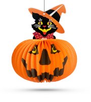 Halloweensky tekvicový lampión - s figúrkou ducha - zavesiteľný - 26 cm