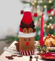 Vianočná dekorácia na fľaše - 3D sob - polyester - 27 x 12 cm