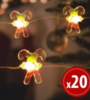 LED sveteľná reťaz - cukrík - 2,2 m - 20 LED - teplá biela - 2 x AA