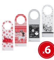 Vianočná karta na fľaše - 4 druhy - 6 ks / balenie