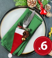 Vianočná dekorácia na príbor - mikulášska čiapka -  17 cm - 3 druhy - 6 ks / balenie
