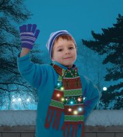Vianočný šál - 100 cm - s LED, na batérie , zelený