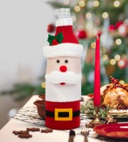 Vianočná dekorácia na fľaše - 3D mikuláš - polyester - 27 x 12 cm