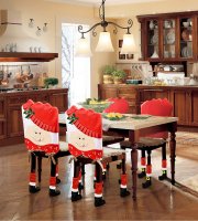 Vianočná dekorácia na stoličku sada - manželka mikuláša - 50 x 55 cm - biela/červená