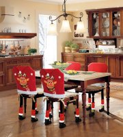 Vianočná dekorácia na stoličku sada - Sob - 50 x 60 cm - červená/biela