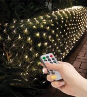LED sveteľná sieť - 100 ks teplých bielych LED - 1,5 x 1,5 m - 230V - s diaľkovým ovládačom