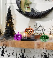 Halloweenska tekvicová dekorácia - lesklá - 6 cm - 3 farby / balenie