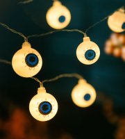 Halloweenska LED sveteľná reťaz - oči - 12 LED - 2 x AA - 1,65 m