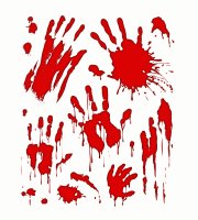 Sada halloweenskych nálepok na okno - krvavé ruky - 8 častí