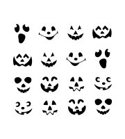 Sada halloweenskych fóliových nálepok - čierne tekvicové tváre - 16 ks / balenie