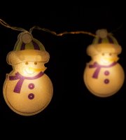 LED sveteľná reťaz - snehuliak - 10 LED - 1,35 metrov - teplá biela - 2 x AA