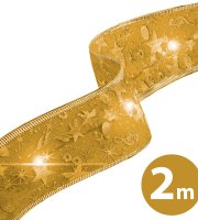 Vianočný LED pás - zlatý - 2 m x 5 cm - 2 x AA