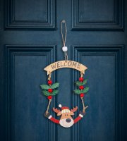 Vianočná dekorácia - Drevo, sob - 13 x 17 cm