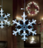 LED svetelný záves - snehová vločka - 3 x 0,75 m - 224 studených bielych LED - IP44