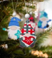 Sada ozdôb na vianočný strom - zavesiteľný, drevený trpaslíci - 4 druhy - 12 ks / balenie