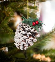 Vianočná dekorácia - šiška - 12 cm - 2 ks / balenie