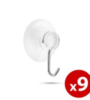 Nástenný vešiak s prísavkou - 9 ks / blister