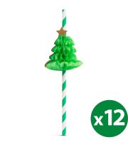 Papierová slamka - 3D strom - 197 x 6 mm - 12 ks / balenie