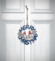 Vianočná dekorácia - drevo, modrý trpaslík - 10 cm