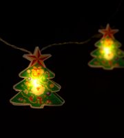 LED sveteľná reťaz - vianočný strom - 10 LED - 1,35 metrov - teplá biela - 2 x AA