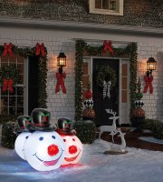 Nafukovacia hlava snehuliaka - červená / modrá LED