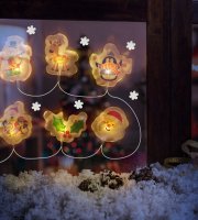 Vianočná LED sveteľná reťaz - gélová nálepka do okna - 6 LED - 2 x AA