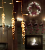 LED svetelný záves - s cencúľom - 3,5 x 0,7 m - 180 teplá biela LED - IP44