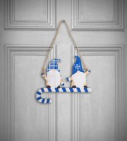 Vianočná dekorácia - Drevo, modrý trpaslík - 15 cm