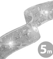 Vianočný LED pás - strieborný - 5 m x 5 cm - 50 LED - USB