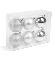 Sada ozdôb na vianočný strom - strieborná - 6 ks / balenie