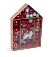 Sada ozdôb na vianočný strom - červená / strieborná - 36 ks / sada