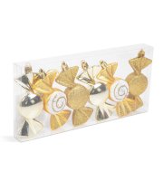 Sada ozdôb na vianočný strom - zlatý cukrík - 10 x 3,6 cm - 6 ks / balenie