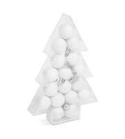 Sada ozdôb na vianočný strom -glitrová biela - 17 ks / sada