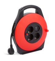 Káblový bubon s plastovým držiakom - 3 x 1,5 mm² - 2 x USB - 10 m