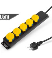 Predlžovačka do exteriéru s krytom - 1,5 m - 5 x 230V - 3 x 1,5 mm2 - IP44