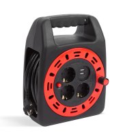 Káblový bubon s plastovým držiakom - 3 x 1,5 mm² + 2 x USB - 15 m