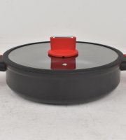 Straight Line nepriľnavá hliníková panvica na pečenie s  sklenenou pokrievkou 28 cm indukčná