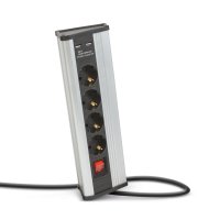 Rohová predlžovačka - s vypínačom - 4 x 250V, 16A - 2 x USB, 2,1A - hliníkové telo