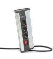 Rohová predlžovačka - s vypínačom  - 3 x 250V, 16A - 2 x USB, 2,1A - hliníkové telo