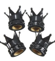 KING uzáver ventilu, uzáver ventilu s korunkovým dizajnom, (pre auto, bicykel) Čierny