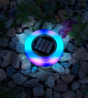 LED zapichovacia solárna lampa - kruh - RGB farebné LED - 105 x 128 mm